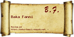 Baka Fanni névjegykártya